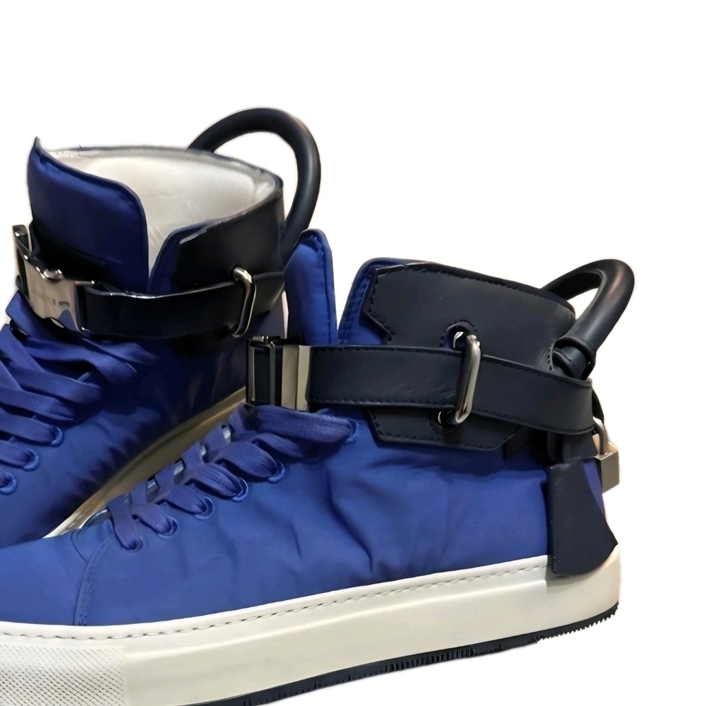 Buschemi Blue 100mm Fabric High Top Sneakers EU 43 US Men Size 10 - Picture 3 of 12
